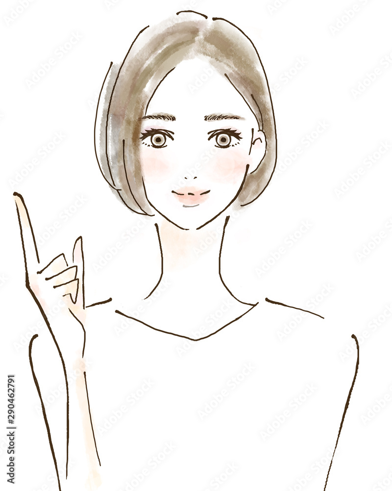 ポイントを説明する若い女性 主婦 アドバイス 助言 イラスト