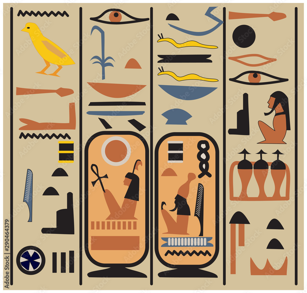 Ancient Egyptian Hieroglyphics Design Stock Illustration | Adobe Stock