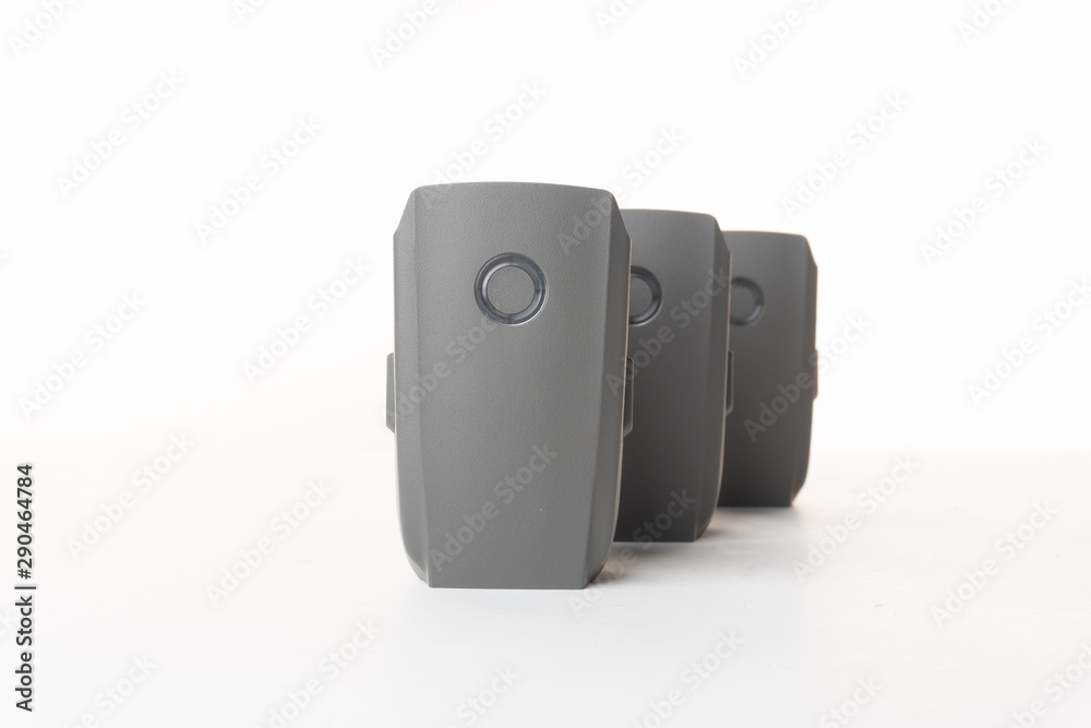 intelligent drone batteries isolated on white
