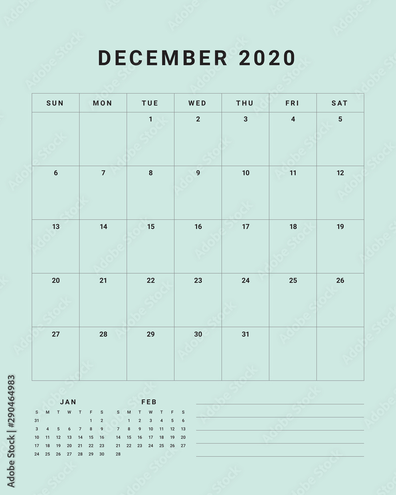 December 2020 desk calendar vector illustration - obrazy, fototapety, plakaty 