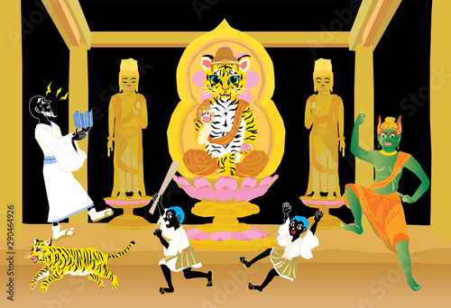 The Naughty Tiger and Boys in the Temple.