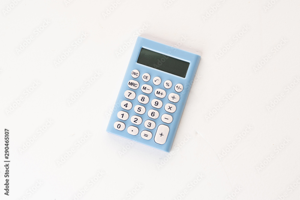 calculator on the top view isolated on white background calculator on the top view isolated on white background
