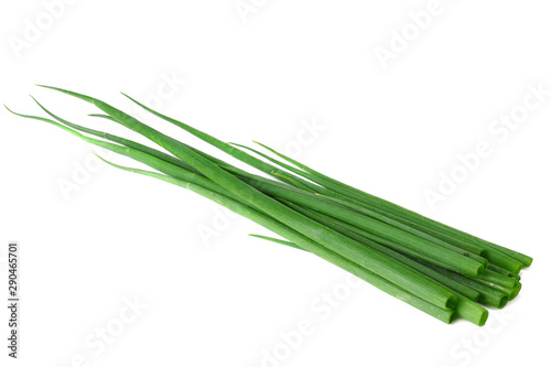 cut of green onion isolated on white background
