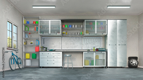 Fotografie, Tablou Modern garage interior. 3d illustration