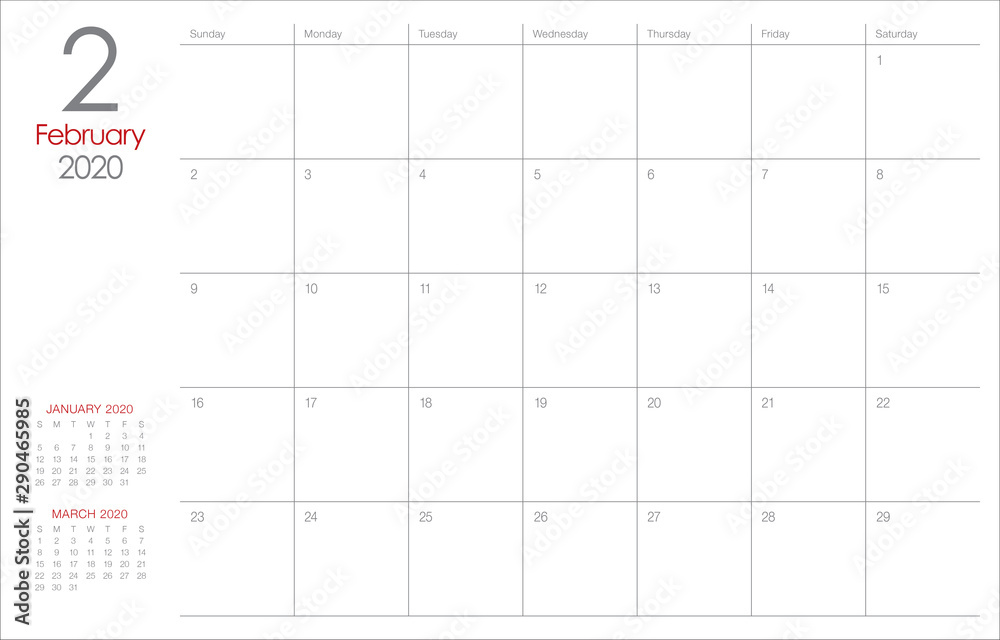 February 2020 desk calendar vector illustration February 2020 desk calendar vector illustration
