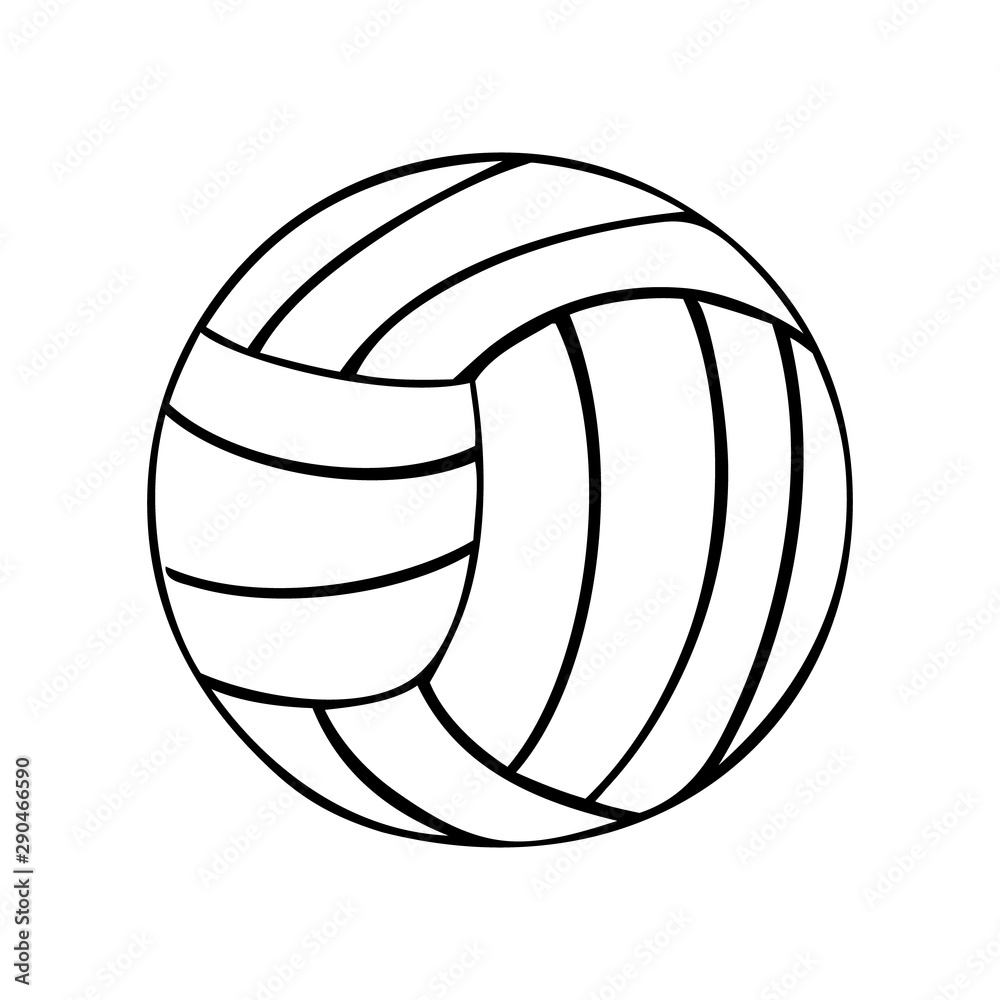 Black and white volleyball vector icon illustration