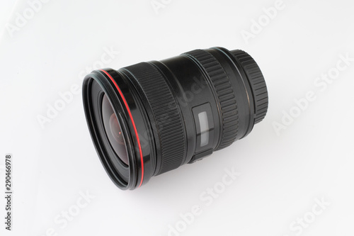 Professional digital camera lens isolated on white.