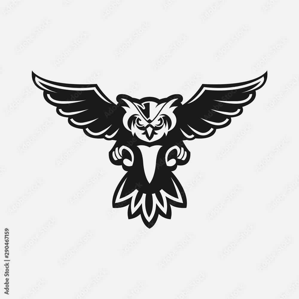 Naklejka Wektor logo sowy w nowoczesnym kolorowym logo, wektor ikona sowa na białym tle