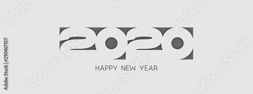 Happy New Year 2020 card text design. Vector illustration
