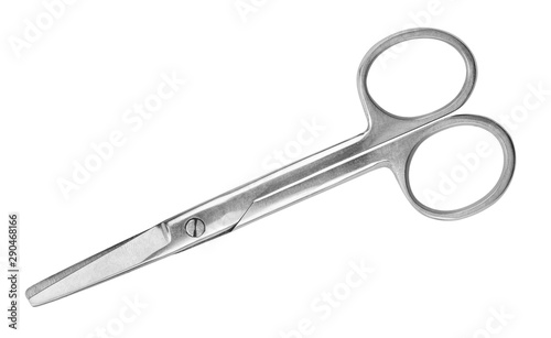Vintage medical scissors on isolated white background