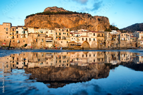 Cefalu Sicily  Italy landmark reflection photo sunset