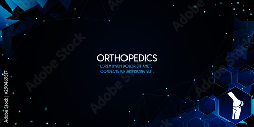 Medical orthopedic abstract background. Treatment for orthopedics traumatology of knee bones and joints injury. Medical presentation, hospital.Vector illustration photo