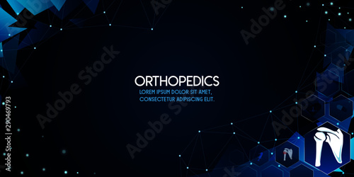 Medical orthopedic abstract background. Treatment for orthopedics traumatology of shoulder bones and joints injury. Medical presentation, hospital.Vector illustration