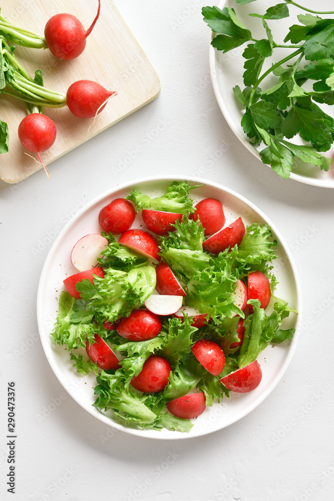 Radish salad with lettuce leaves