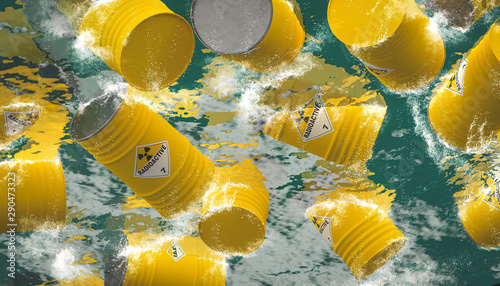 Foto barrels containing dangerous and radioactive material are discharged into the sea