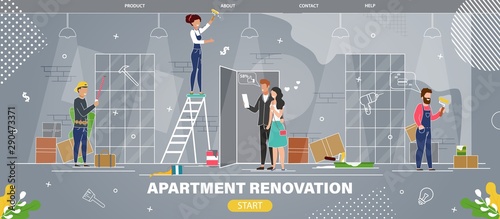 Apartment Renovation Service Flat Vector Website