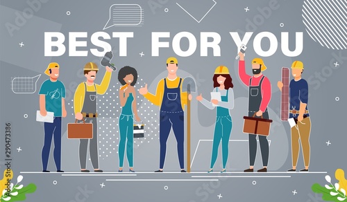 Construction, Repair Service Flat Vector Banner