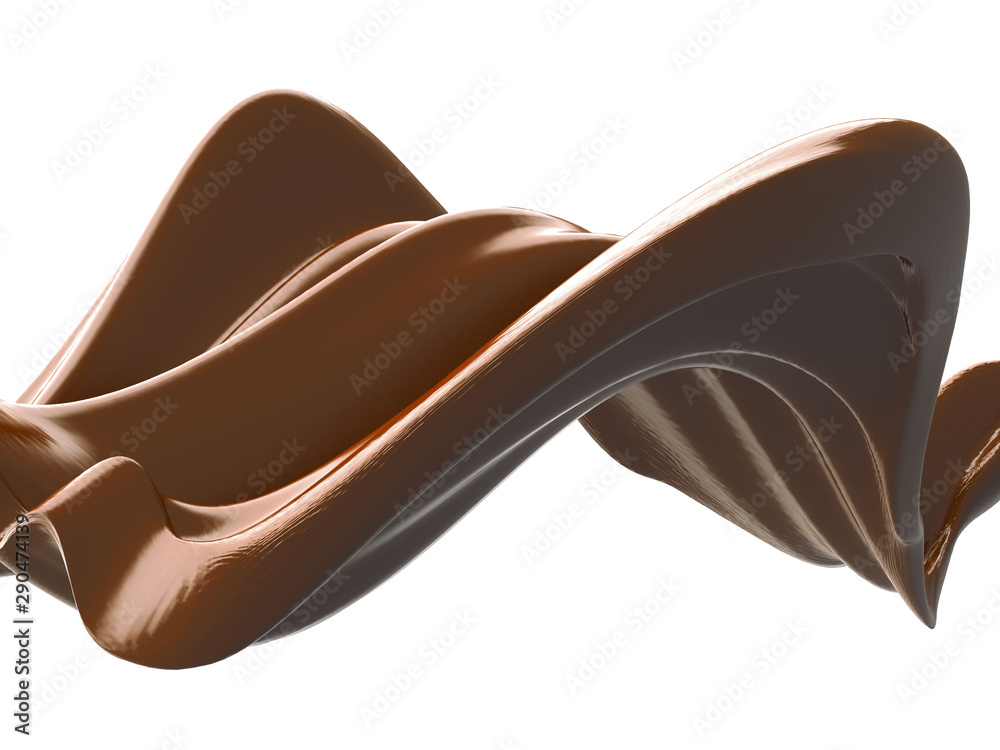 Shiny chocolate liquid splash on white background Shiny chocolate liquid splash on white background