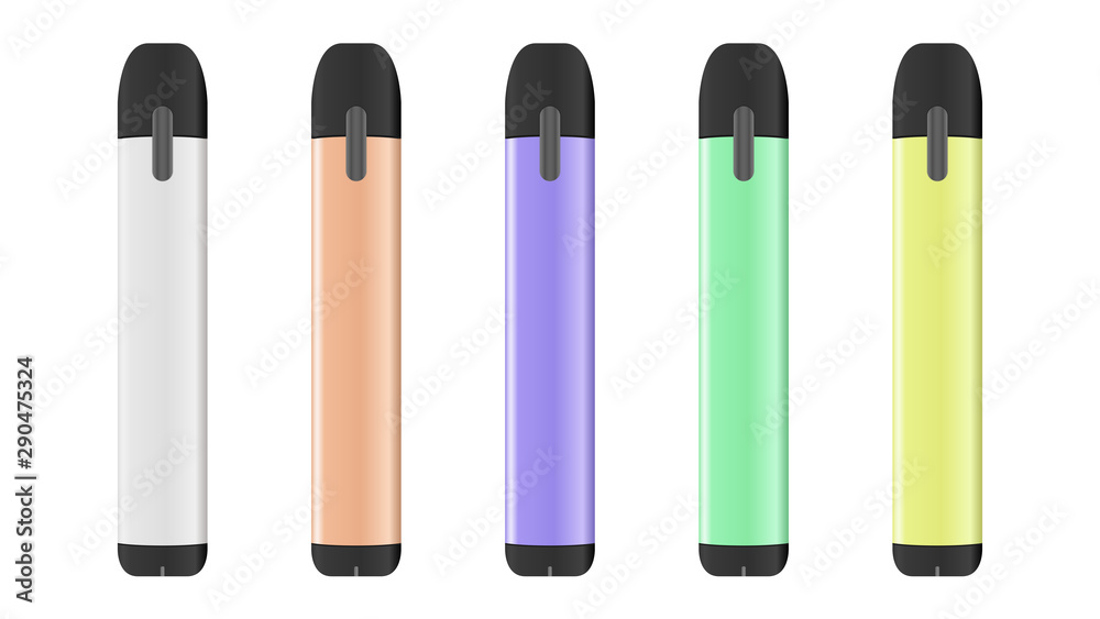 Realistic electronic cigarette concept. Colorful vape pen mod. 5 color  options. Stock Vector | Adobe Stock