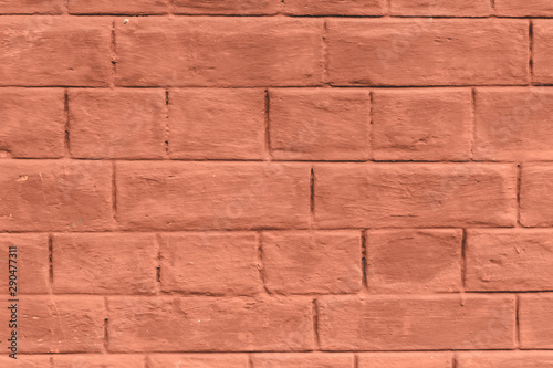 Empty Old Red color brick wall. Painted Wall Surface. Grunge Red Stonewall texture background. Abstract Web Banner Design Element. Copy Space.
