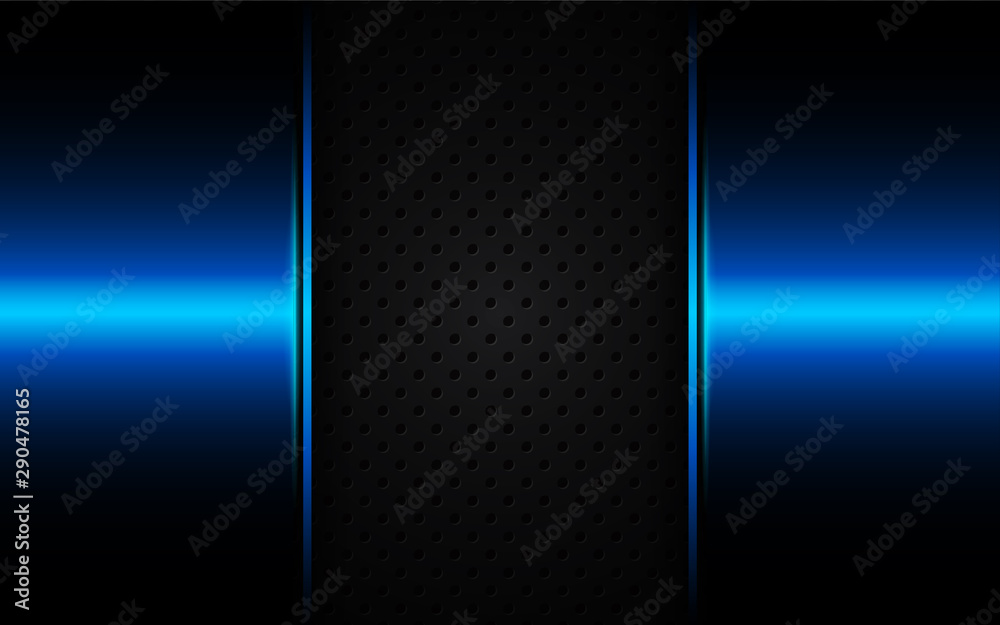 Abstract 3d metallic blue and black frame layout design tech innovation concept geometric background. Can use for wallpaper, poster, brochure, cover, banner, advertising, corporate. Layer on for text