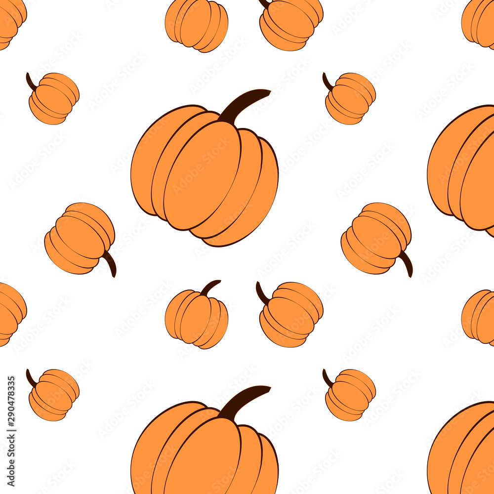 Pumpkin on white background pattern. Halloween