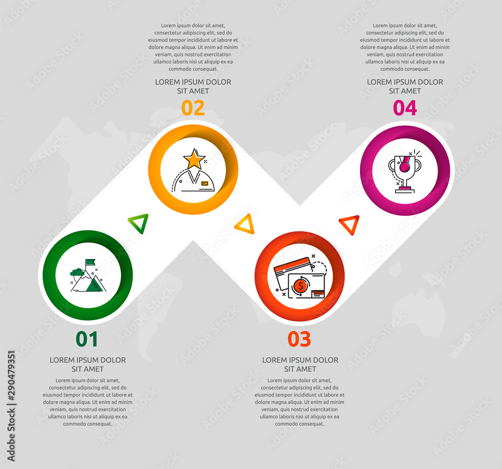 Vector infographic 3D template circles for four arrow, diagram, graph ...