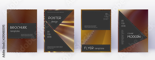 Black brochure design template set. Gold abstract 
