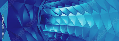abstract background with hexagon blue color. futuristic rounded room. wallpaper. 3d rendering