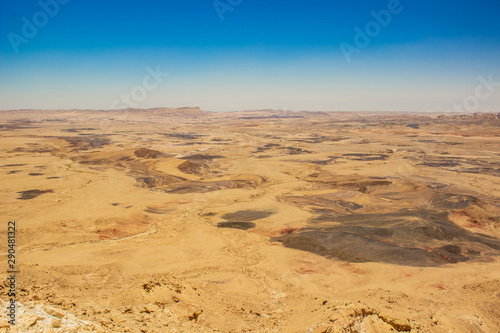 aerial top view photography of desert dead land to horizon line empty dry dunes scenery landscape 