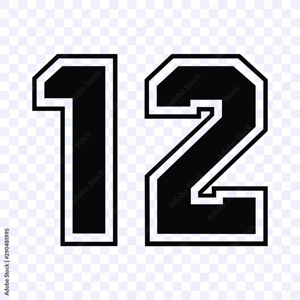 sport number 12 shape vector isolated Stock Vector | Adobe Stock