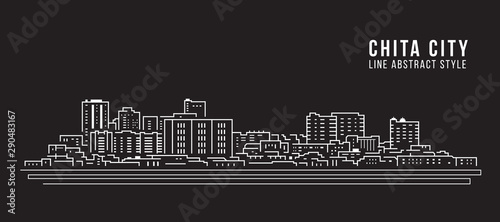 Cityscape Building Line art Vector Illustration design - Chita city