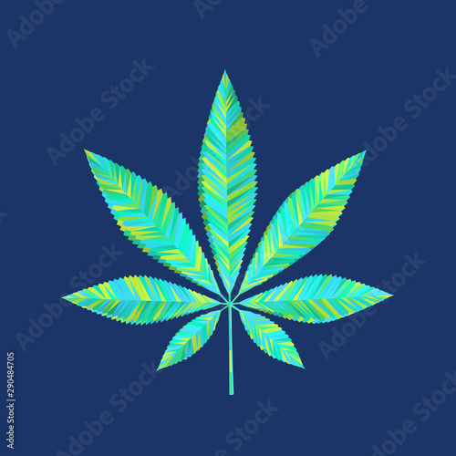 Colorful Cannabis Leaf on Isolated Background. Vibrant Low Poly Vector 3D Rendering