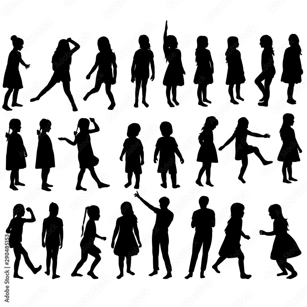 isolated, kids silhouettes set, collection isolated, kids silhouettes set, collection