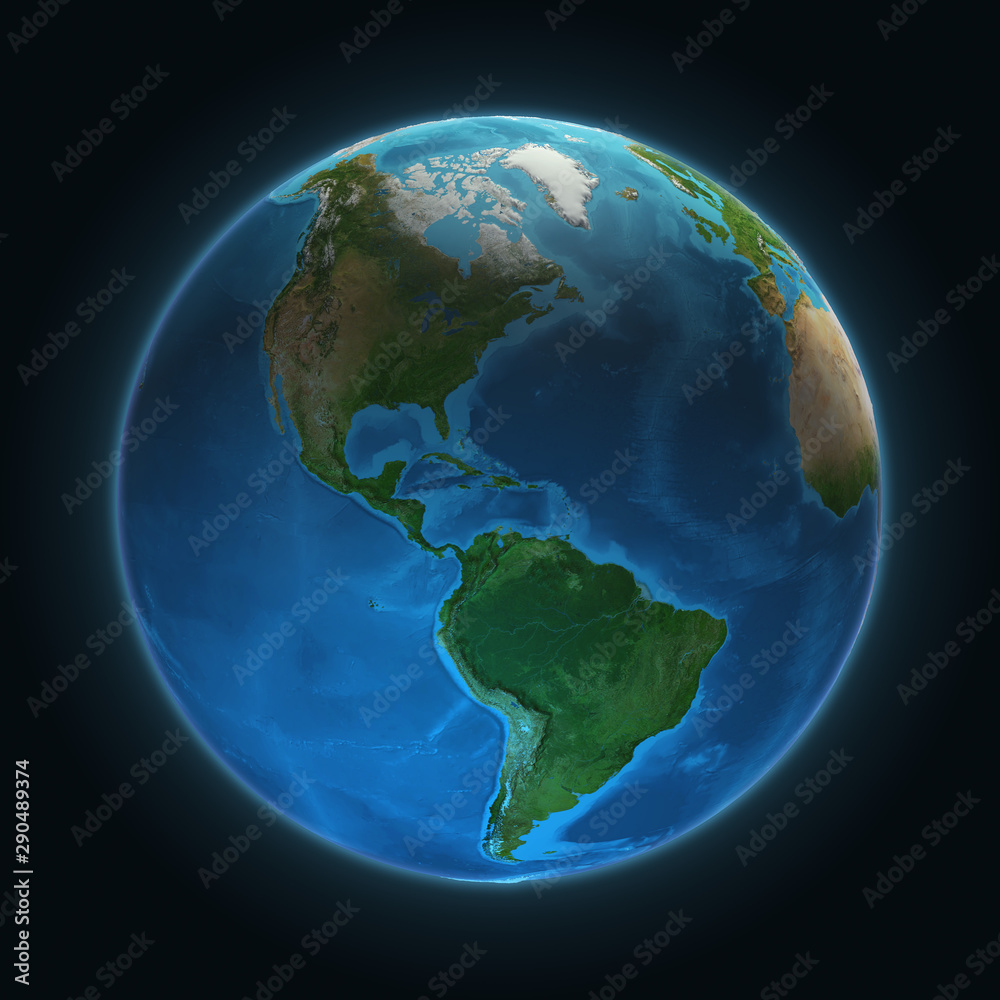 earth view on north and south america
