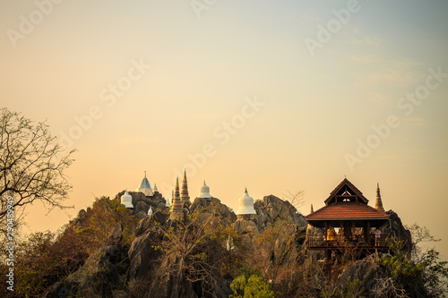 Landmark wat thai  sunset in temple Chiang mai Thailand