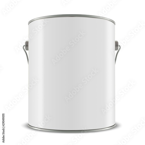 3d white tub  paint bucket container with metal handle  3d illustration