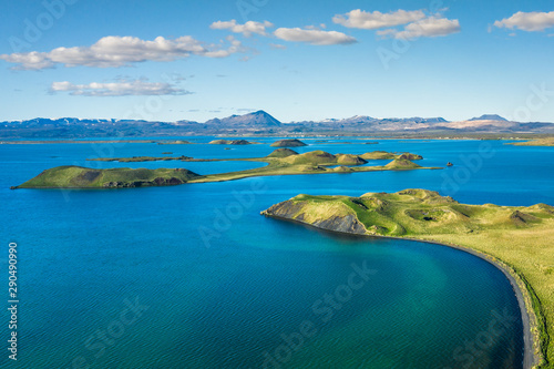 Myvatn Lake landscape at North Iceland. Wiew from above