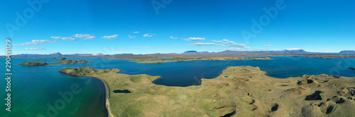 Panoramic view of Lake Myvatn in Northern Iceland.Aerial view © Lukasz Janyst