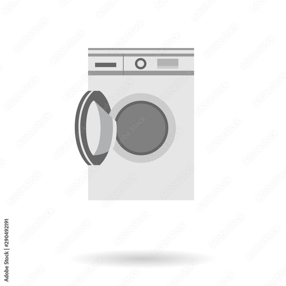 Washing or dryer machine icon with  shadow. Vector icon on white background..