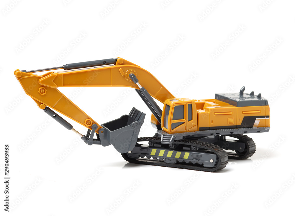 Toy digger on white background Toy digger on white background