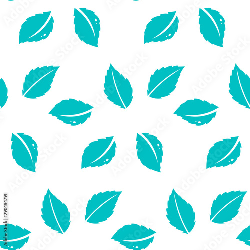 Fresh mint leaves pattern.Seamless repeating pattern with abstract floral and leaf shapes in mint.