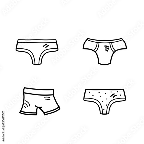 Vector illustration, set of line underpants. Isolated, on the white outline.