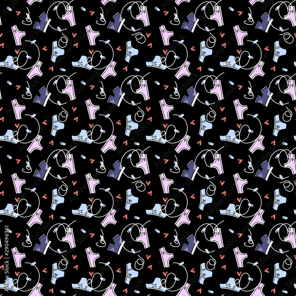 Obraz premium Vector illustration, funny seamless pattern with different types of underpants.