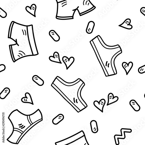 Vector illustration, funny seamless pattern with different types of underpants.