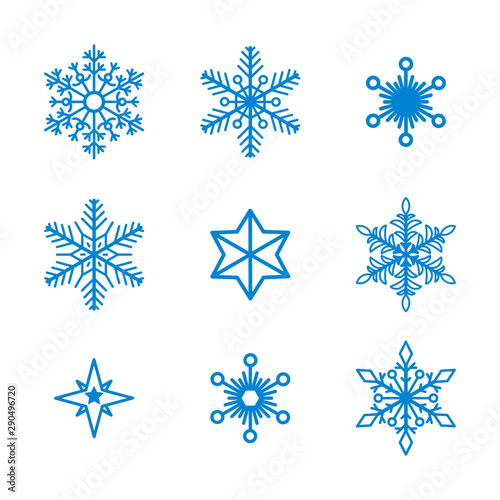 Set of vector snowflakes isolated on background