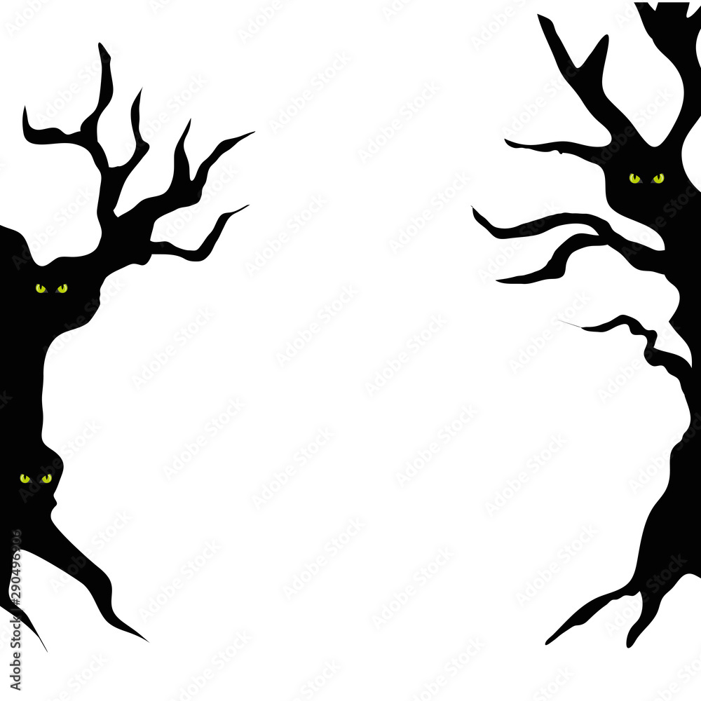 haunted dry trees isolated icon