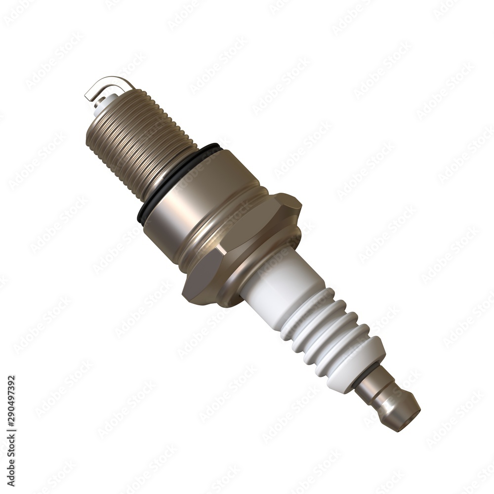 car spark plug used for ignition, Spark plug after use, isolate on white background, made form steel, ceramic, aluminum. 3D rendering of excellent quality in high resolution car spark plug used for ignition, Spark plug after use, isolate on white background, made form steel, ceramic, aluminum. 3D rendering of excellent quality in high resolution