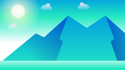 Gordijnen Koraalgroen mountains, sunset, clouds, mountain view, landscape vector design, landscape background, landscape illustration  © LeoSubtle