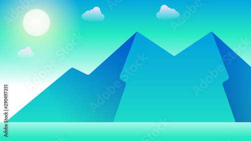 mountains, sunset, clouds, mountain view, landscape vector design, landscape background, landscape illustration
